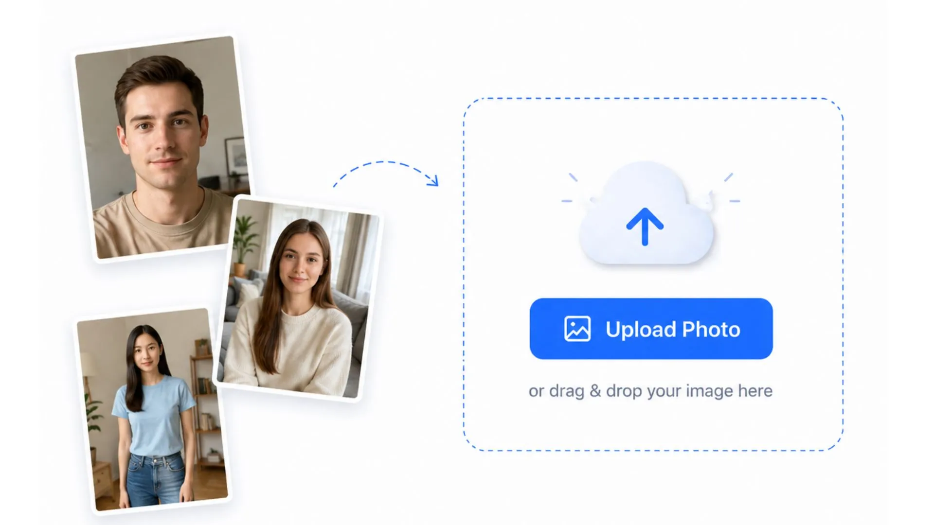 Upload area for creating a passport size photo online
